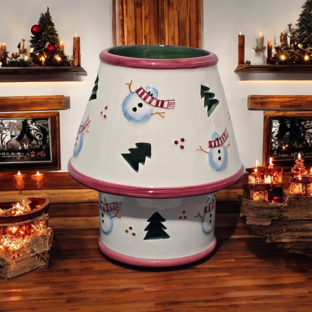 Christmas/ Snowman Themed Candle Holder, Yankee Candle, Porcelain